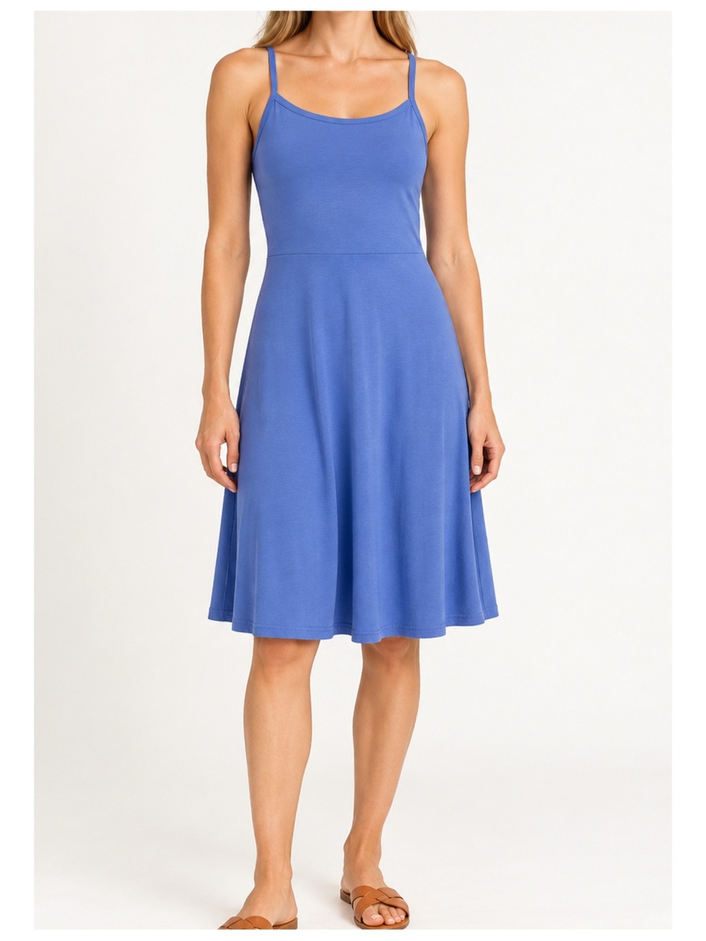 PACT Organic Cotton Blend Knee Length Dress Women's S Blue Casual